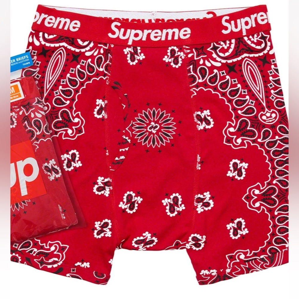 Supreme/Hanes Boxer Briefs Red Paisley (Medium)